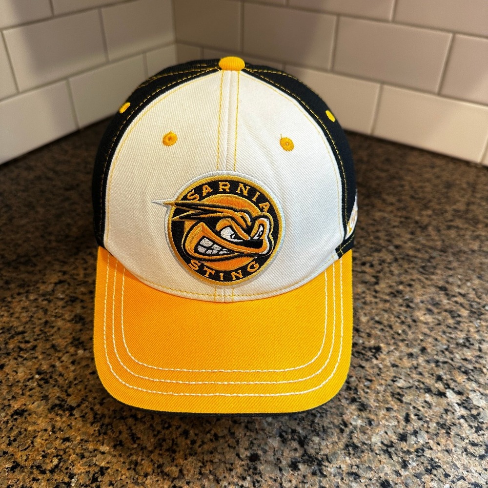 Sarnia Sting CCM Pro Ice Hat Strapback Cap OHL Hockey Yellow Black White